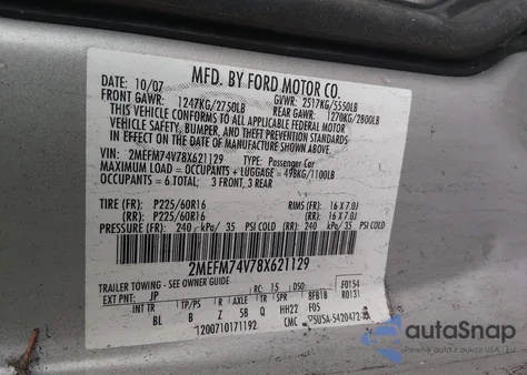 2008 Mercury Grand Marquis Gs from USA, damaged, VIN 2MEFM74V78X621129